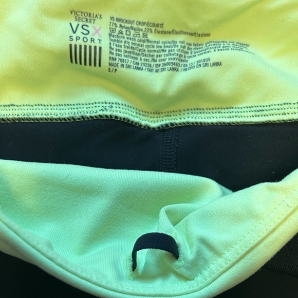 VICTORIA’S SECRET VSX SPORT KNOCKOUT CROP CAPRI LEGGINGS BLACK & VOLT YELLOW, SP - Picture 5 of 8